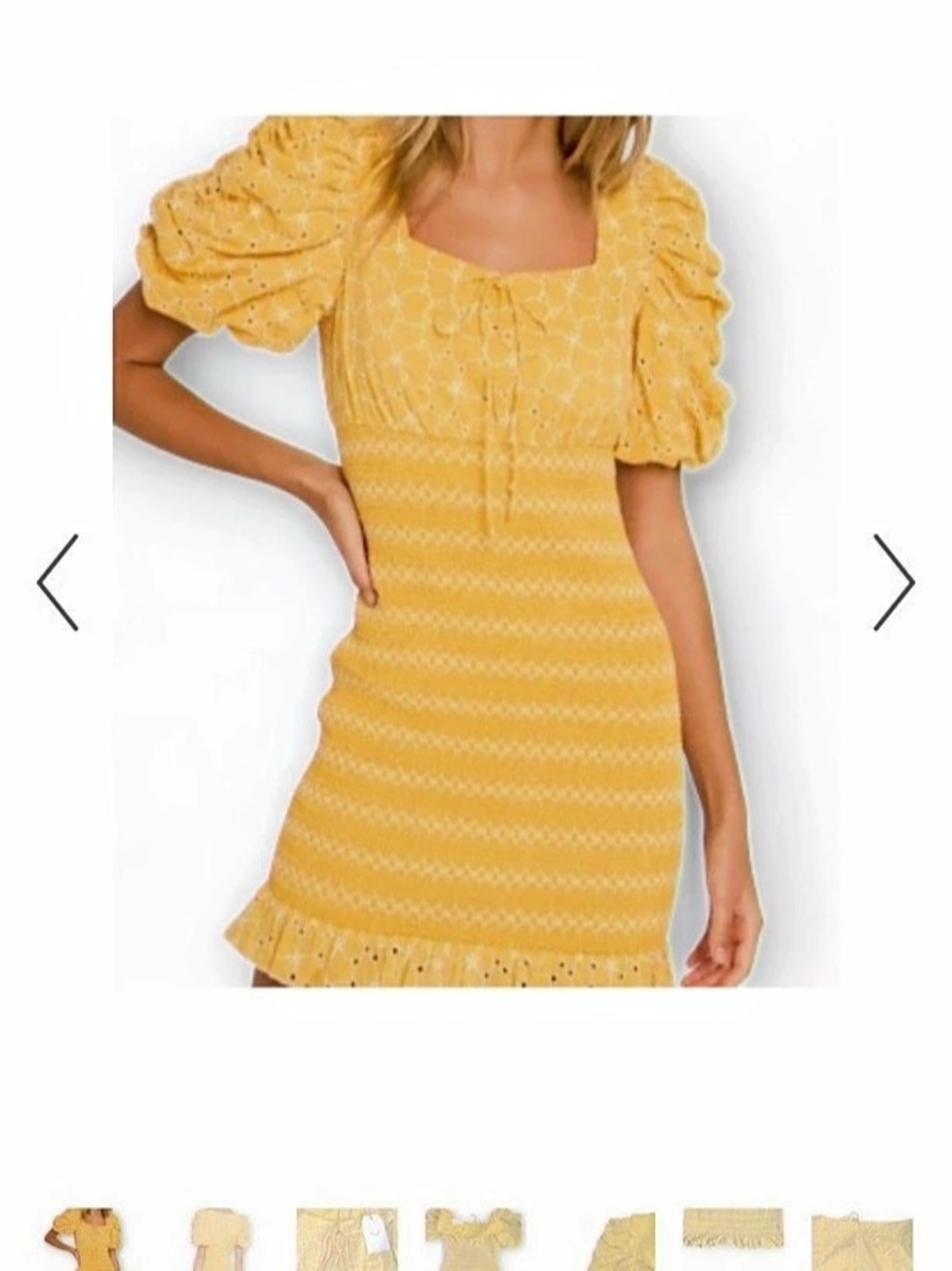 Free The Roses Puff Sleeve Mini Dress in Yellow Size Medium